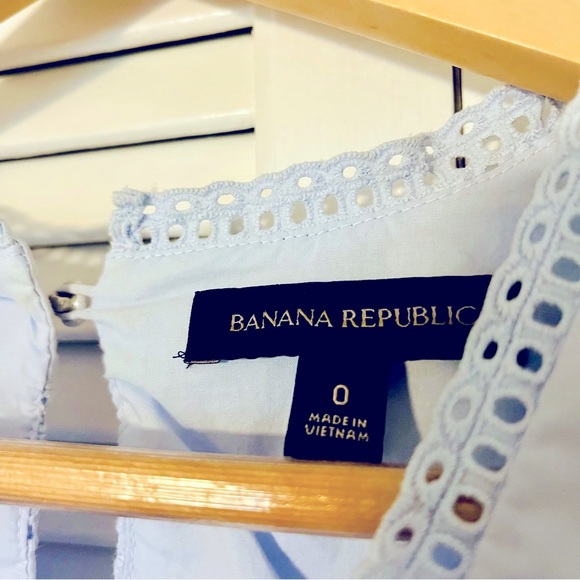 Banana Republic Light Blue Eyelet Long Sleeve Dress - Picture 4 of 13